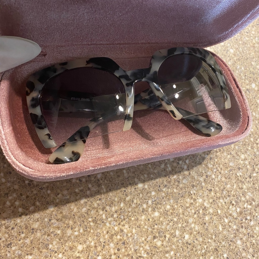 Miu Miu Tortoise Raiser Half Rim Sunglasses
